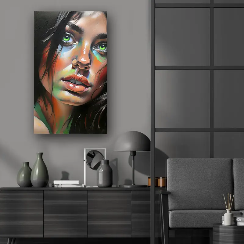 tableau portrait pour salon dans les tons gris