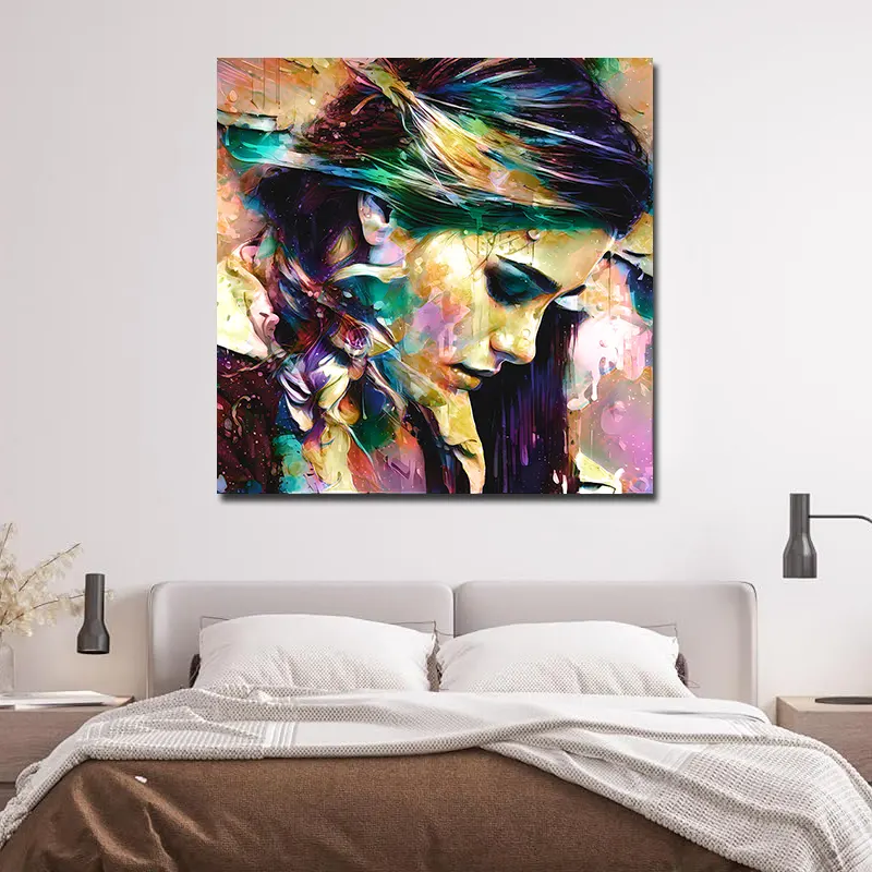 tableau pop art femme profil décoration murale artistique pour chambre