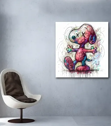 tableaux pop art snoopie fond blanc sur toile