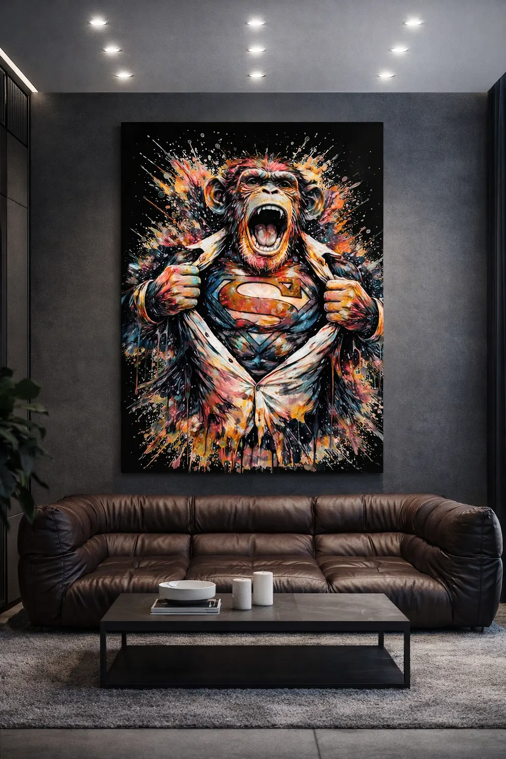 tableau singe street art superman pour salon