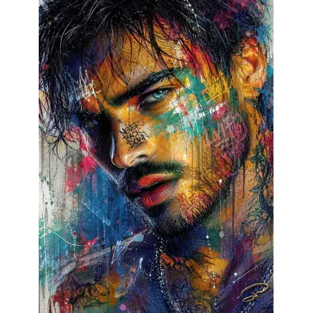 Tableau portrait masculin street art insoumis par lvip