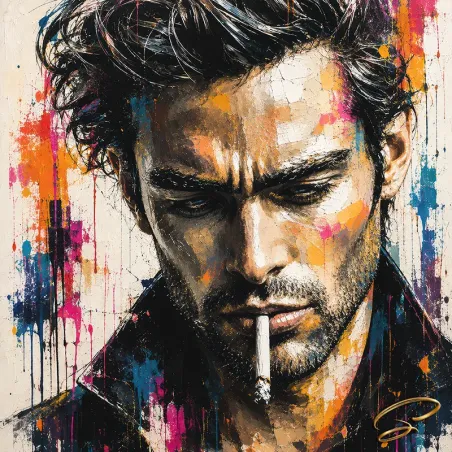 Tableau homme Pop Art contemporain – portrait masculin coloré sur toile par LVIP