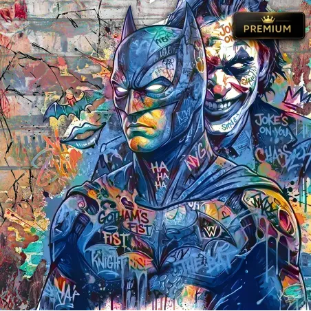 tableau premium batman Vs joker street art