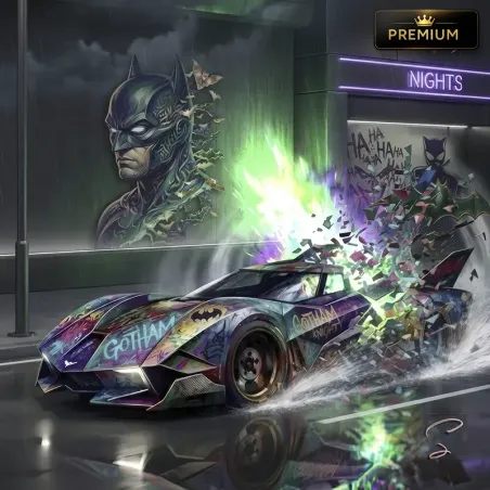 tableau batmobile batman street art par LVIP