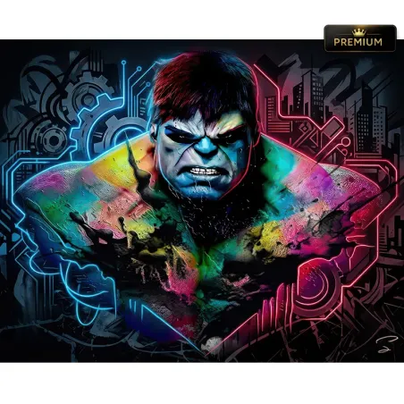 Tableau Hulk Pop Art Électro – œuvre contemporaine Street Art aux couleurs néon pour décoration murale premium